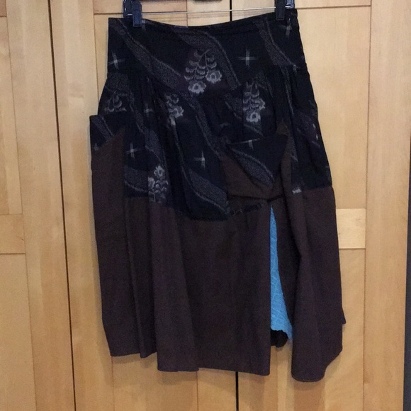 Boho skirt with contrast lining, Japanese fabric M - Picture 2 of 9